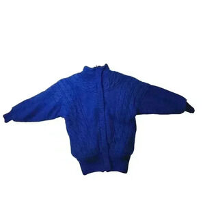 Vintage Winterset Bright Blue Heavy Insulated Knit Womens Coat Size S *Read*